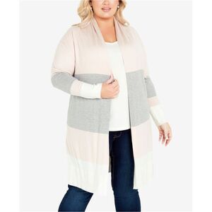 avenue Womens Color Blocks Cardigan Sweater, Multicoloured, Plus Size, 30/32, DM
